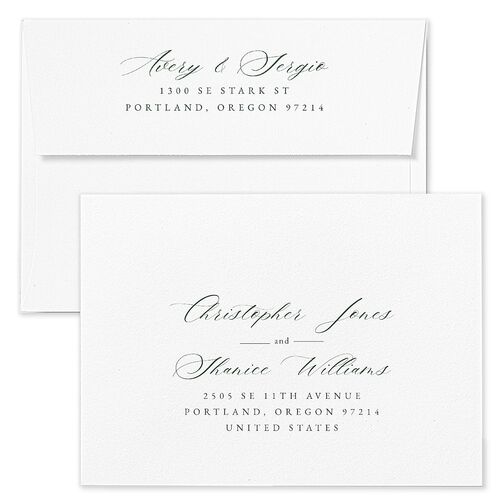 Floral Accent Wedding Invitation Envelopes Blue Pink Cotton Recipient Address Standard Signature