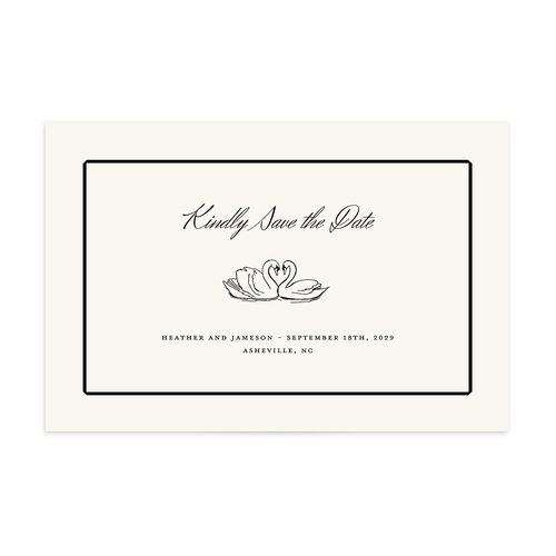 Elegant Swans Save the Date Postcards Ivory