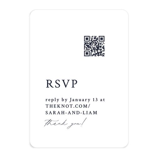 Elevated Minimalist Ampersand QR Code RSVP Cards Navy Signature Rounded