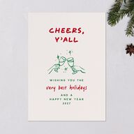 Cheers Y'all Holiday Cards Maroon Signature Blank Standard