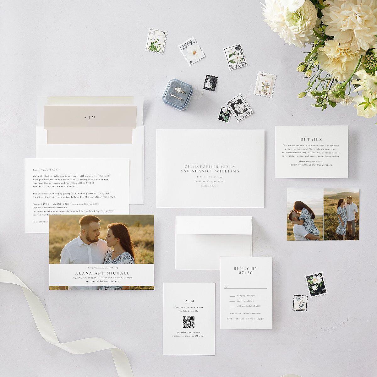 Landscape Gallery Wedding Invitations Pure White Signature Blank No Standard