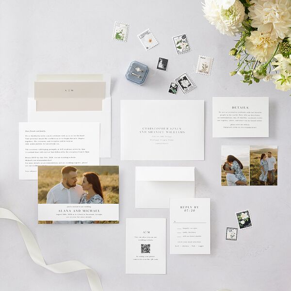 Landscape Gallery Wedding Invitations Pure White Signature Blank No Standard