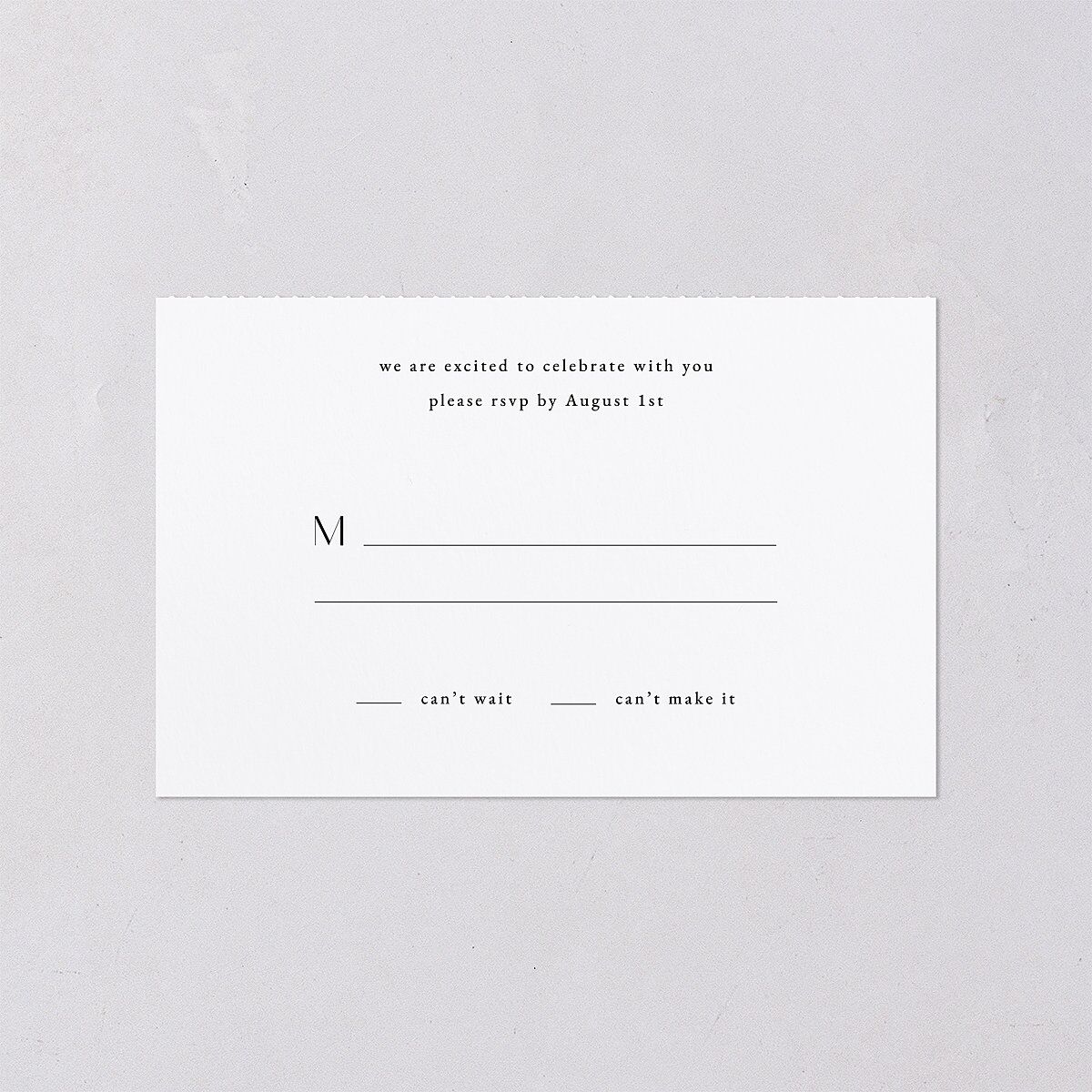 Simple Modern Monogram All-in-One Wedding Invitations Pure White Signature Light Both Recipient and Return Addresses No