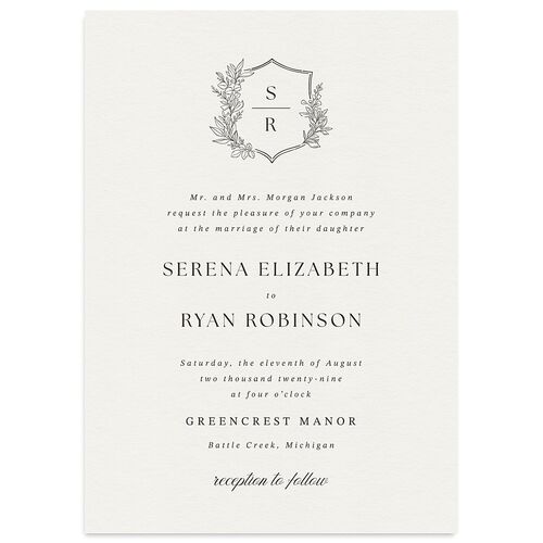 Elegant Garland Crest Wedding Invitations Falcon Signature Blank No Standard
