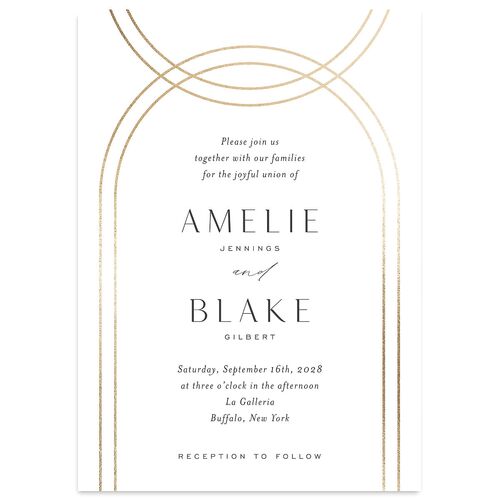 Foil Arch Wedding Invitations Gold Charcoal Signature Blank No Standard