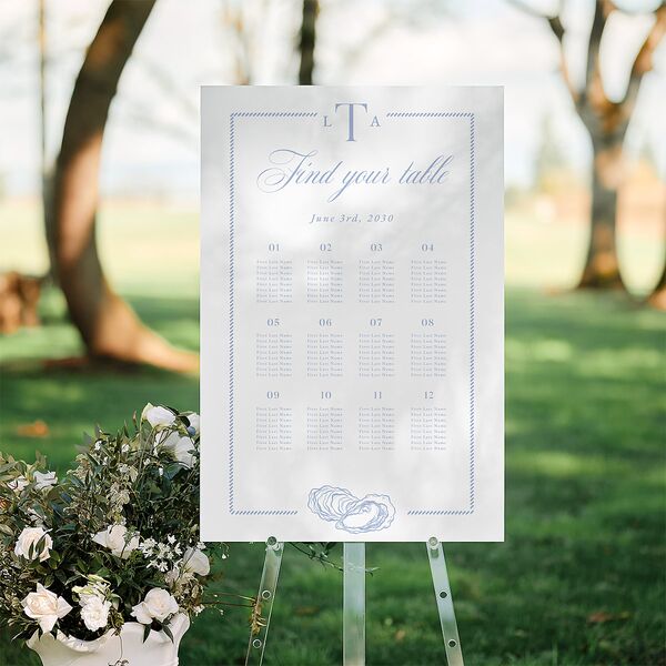 Coastal Oysters and Anchors Standard Seating Chart Large Sea Blue Standard Indoor Foam Core L Seating