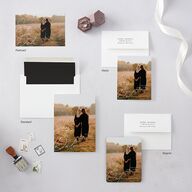 Corner Script Save The Date Cards Charcoal Signature smooth Blank No Standard