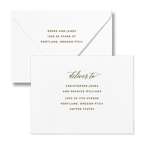 We Do Thank You Card Euro Envelopes White Umber Both Recipient and Return Addresses Luxe Signature