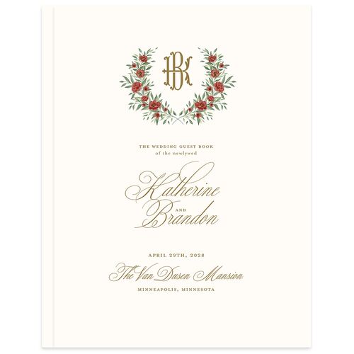 Luxury Floral Monogram Guest Books Maroon