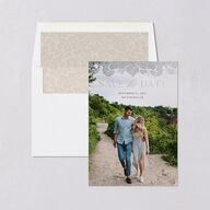 Elegant Damask Save The Date Cards Silver Champagne Signature smooth Blank No