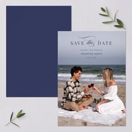 Elegant Lighthouse Save The Date Cards Maritime Signature smooth Blank No Standard