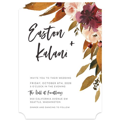 Fall Foliage Wedding Invitations Chestnut Signature Blank No Ticket