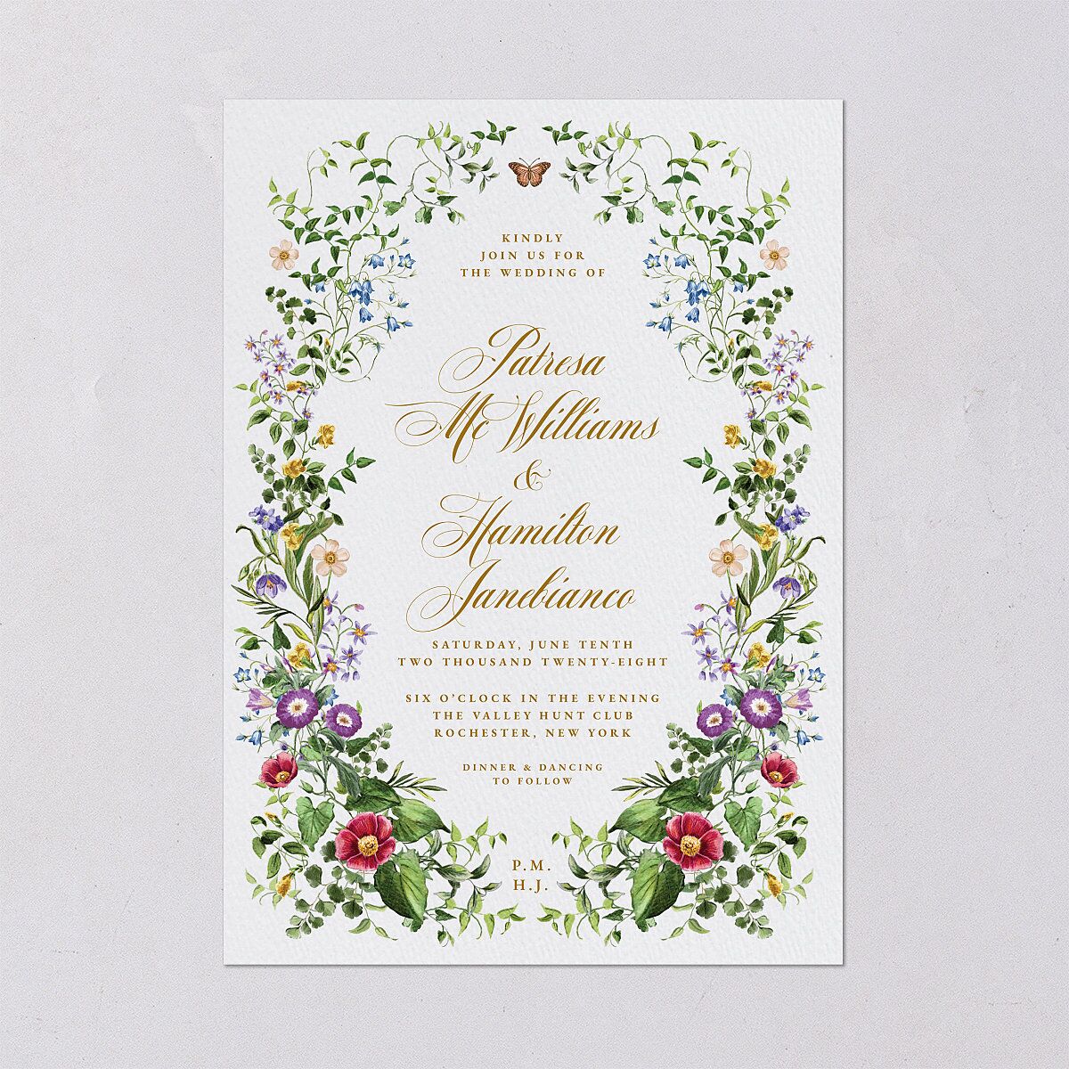 Opulent Garden Wedding Invitations Scottish Green Signature Blank No Standard