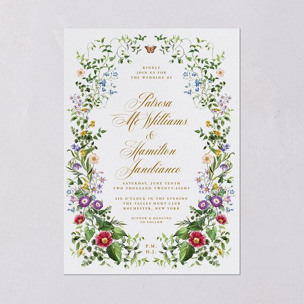 Opulent Garden Wedding Invitations Scottish Green Signature Blank No Standard