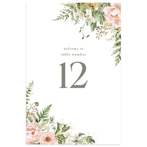 Gilded Fern Frame Botanical Table Numbers Gold Pink Cotton Signature