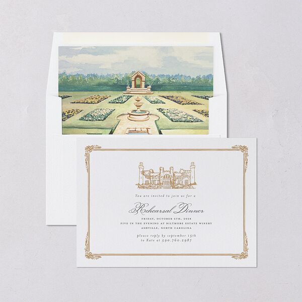 Medieval Castle Rehearsal Dinner Invitations Almond Signature Blank Standard