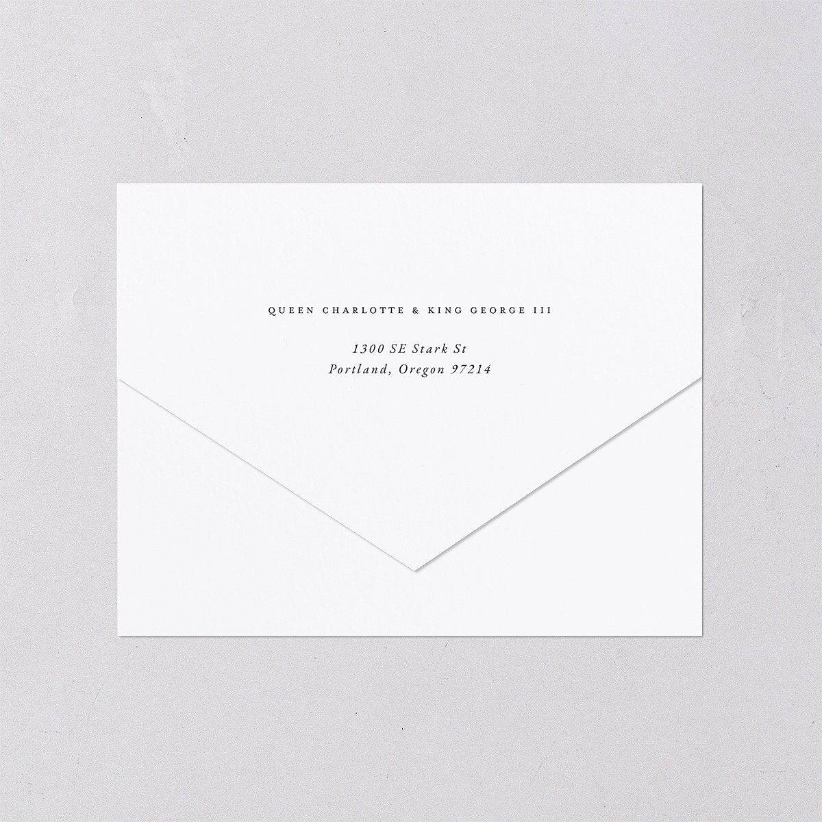 Rose Garden Crest All-in-One Wedding Invitations by Bridgerton Pure White Signature Light Both Recipient and Return Addresses No