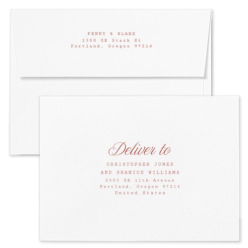 Vintage Script Christmas Holiday Card Envelopes Blue Red Clay Both Recipient and Return Addresses Standard Signature