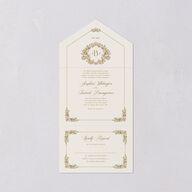 Black Tie Crest All-in-One Wedding Invitations Umber Signature Light Both Recipient and Return Addresses No