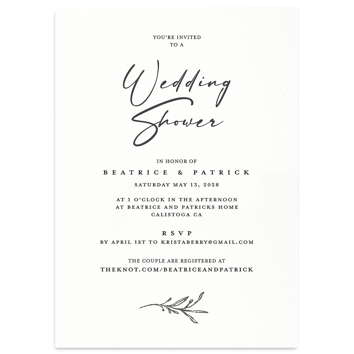 Romantic Setting Bridal Shower Invitations