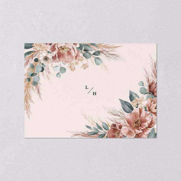 Pampas and Eucalyptus Floral Wedding Response Cards Desert Rose Signature Standard