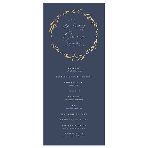 Stefana Crowns Wedding Programs Gold Moody Blue Signature