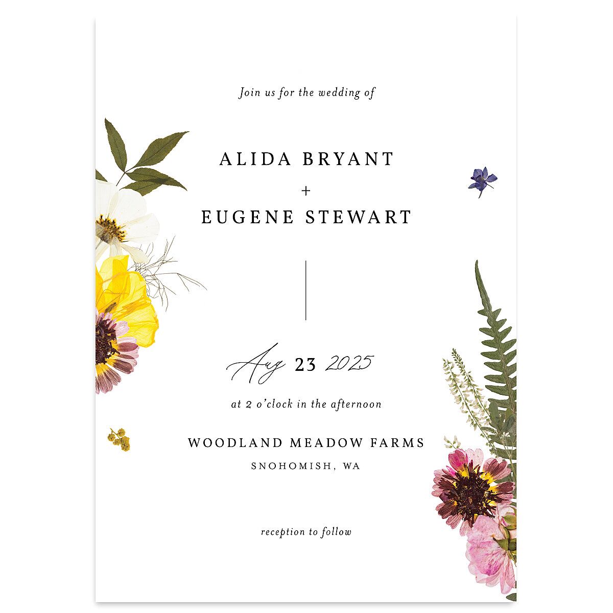 Pressed Flowers Wedding Invitations