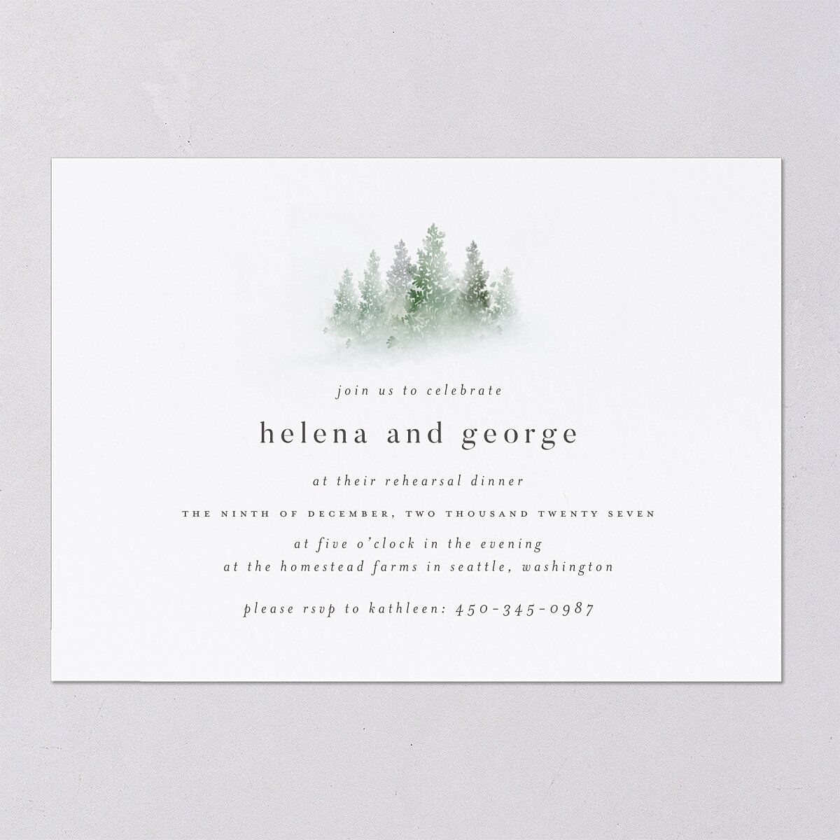 Mountain Mist Rehearsal Dinner Invitations — view 6