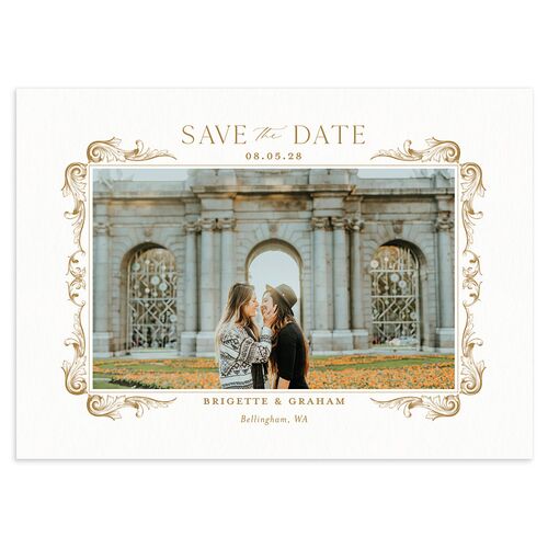 Vintage Ornate Frame Save The Date Cards Driftwood Signature smooth Blank No Standard