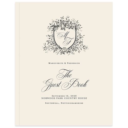 Elegant Rose Crest Guest Books Midnight