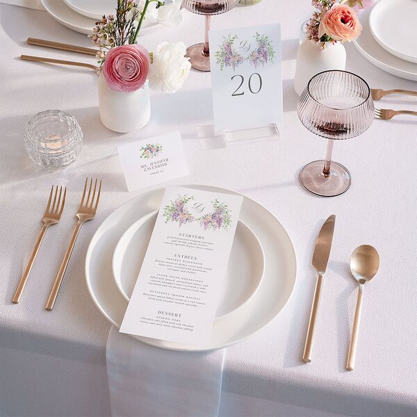 Formal Wisteria Garden Crest Table Numbers by Bridgerton Purple Haze Signature