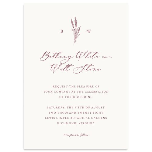 Vintage Lavender Wedding Invitations Mauve Signature Blank No Standard