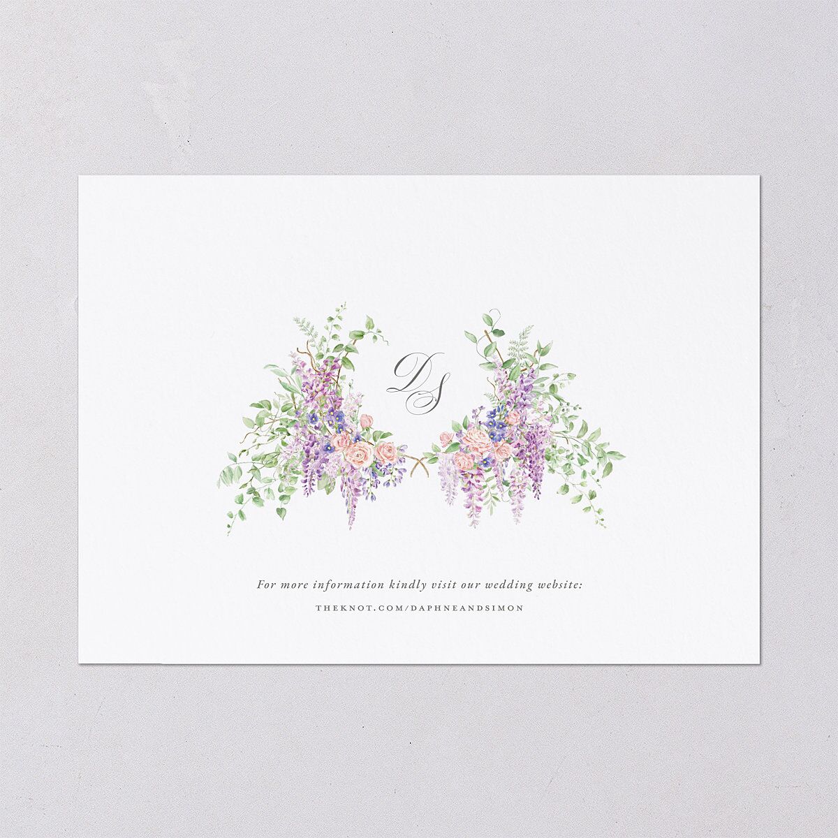 Formal Wisteria Garden Crest Save the Date Cards by Bridgerton Purple Haze Signature smooth Blank No