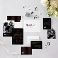 Editorial Gothic Till Death Wedding Invitations Charcoal Signature Blank No Standard