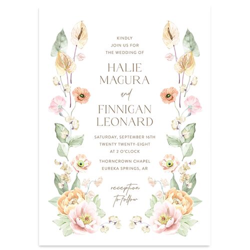 Whimsical Maximalist Floral Wedding Invitations Tan Signature Blank No Standard