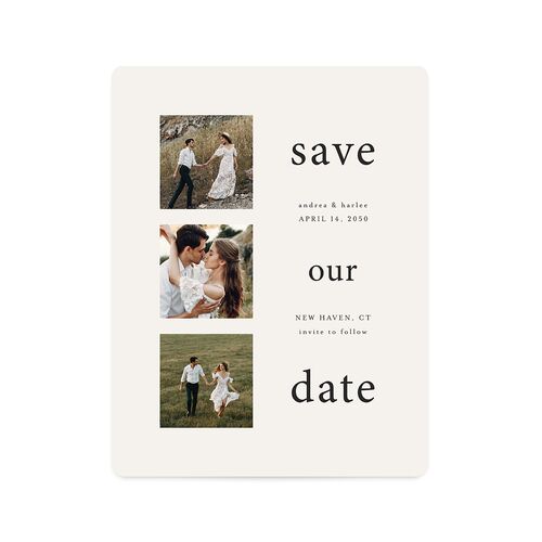 Timeless Photo Trio Save The Date Magnets Linen Magnet Paper