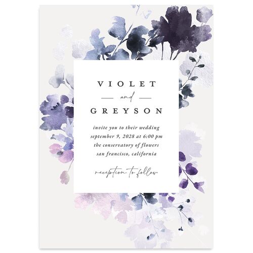Ethereal Floral Wedding Invitations Sheer Lilac Signature Blank No Standard