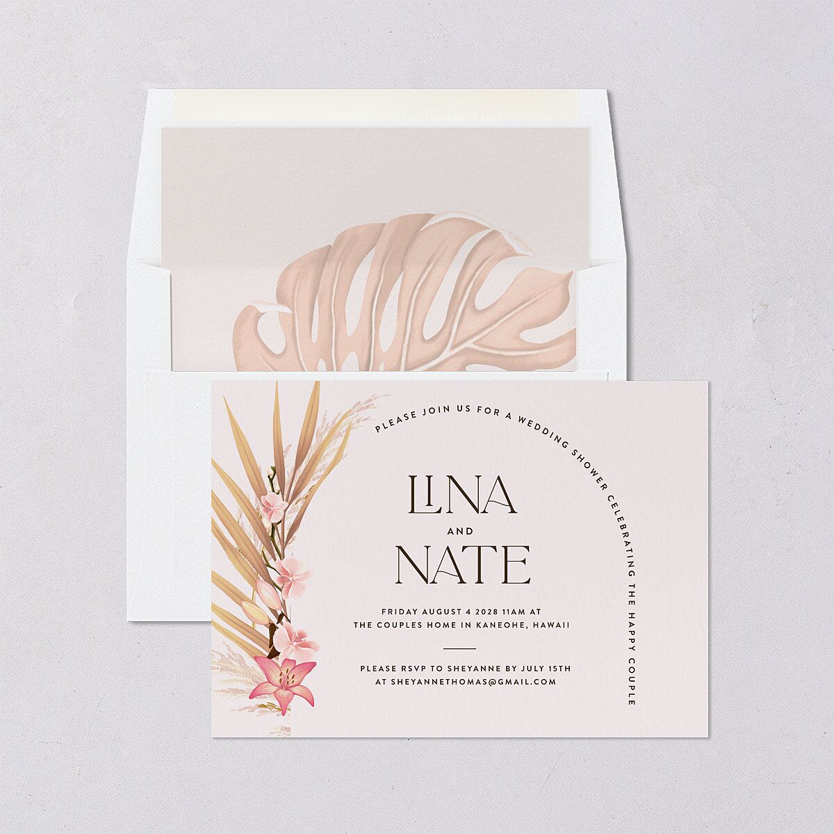 Tropical Oval Bridal Shower Invitations — view 4
