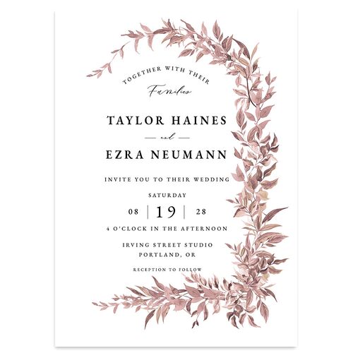 Rich Greenery Wedding Invitations Dusty Rose Signature Blank No Standard