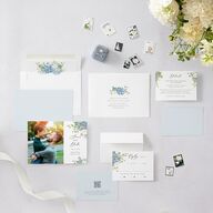 Gilded Hydrangea Save the Date Cards Gold Ocean Signature smooth Blank No Standard