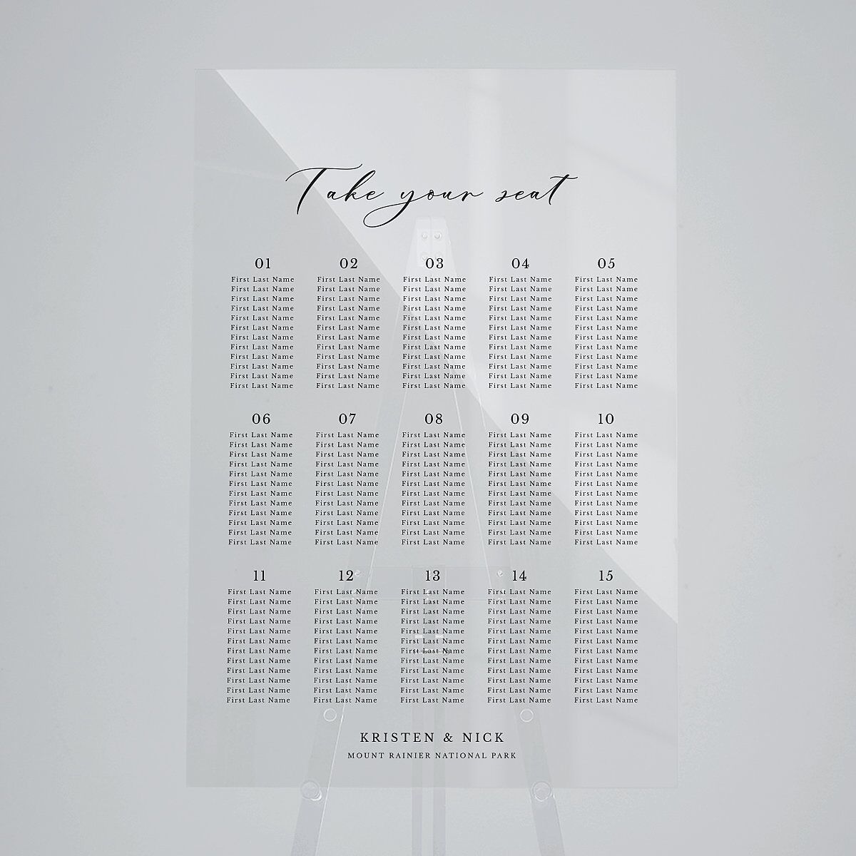 Eucalyptus Frame Acrylic Seating Chart Large — view 3