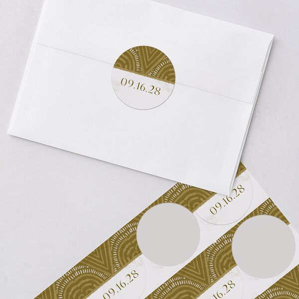 Gilded Sahara Pattern Wedding Stickers Umber