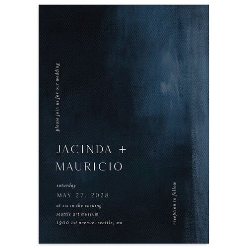 Modern Canvas Wedding Invitations Dark Navy Signature Blank No