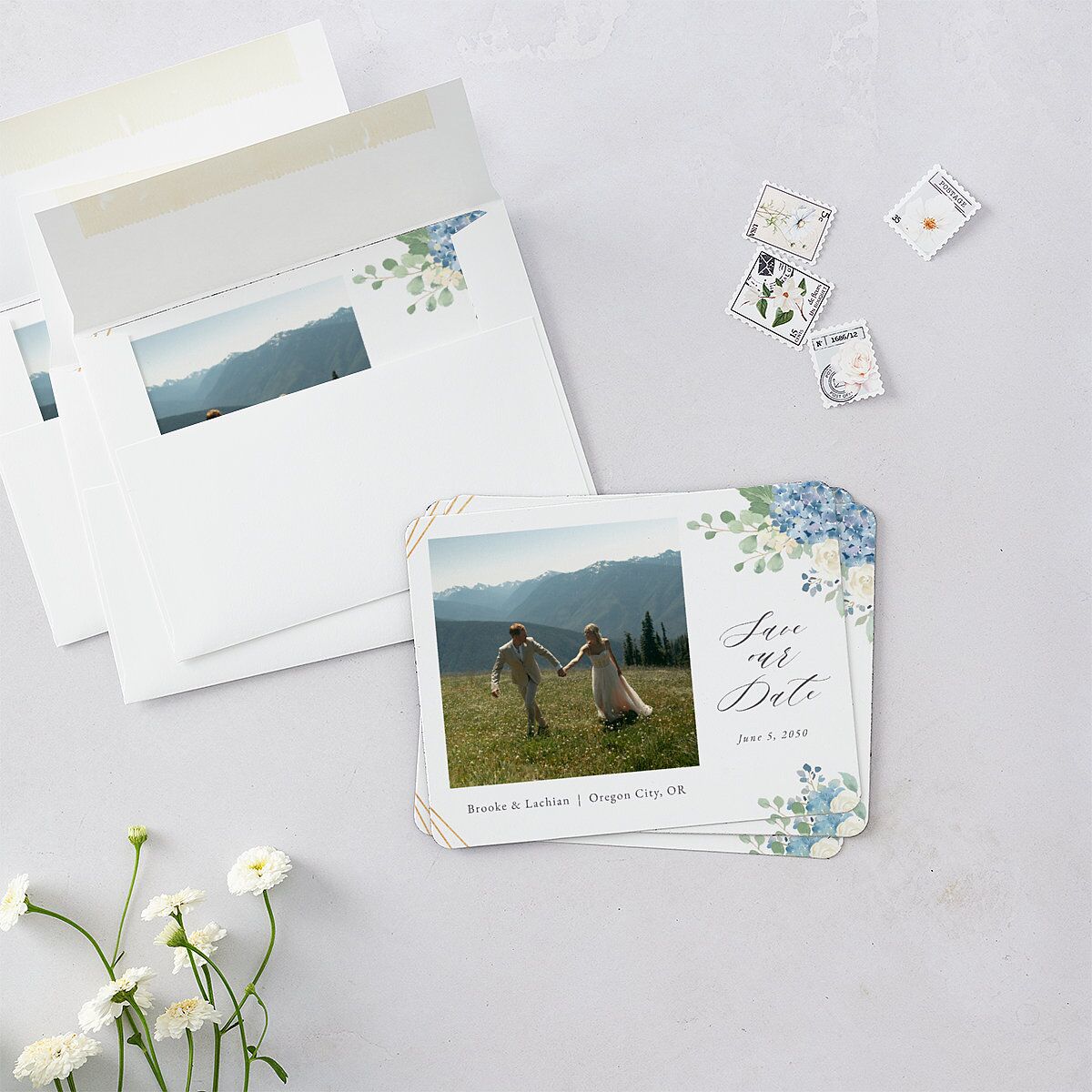 Elegant Hydrangea Save The Date Magnets — view 3