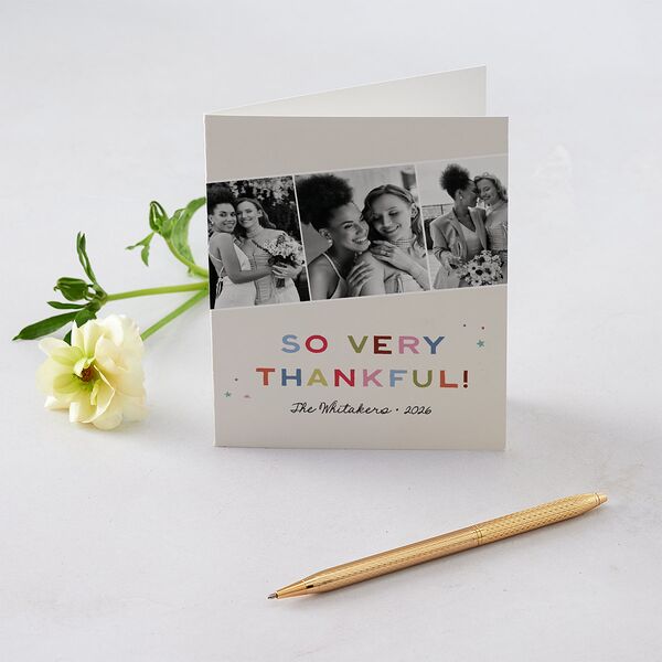 Very Merriest Retro Christmas Thank You Cards Linen