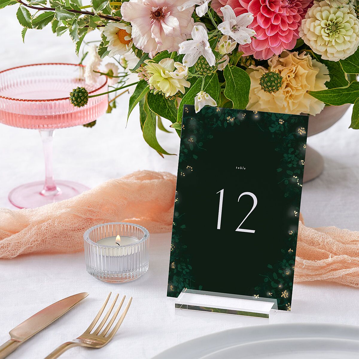 Moonlit Garden Table Numbers Gold Dark Emerald Signature