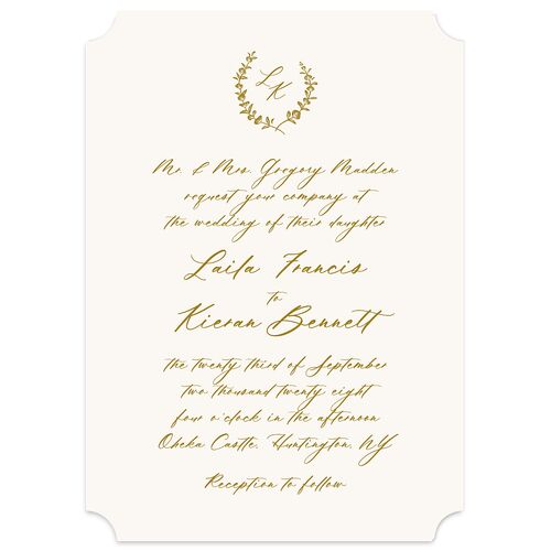 Eucalyptus Monogram Wedding Invitations Marigold Signature Blank No Ticket