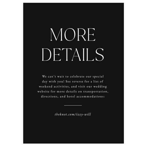 Nothing Fancy Wedding Event Detail Cards Charcoal Signature Standard