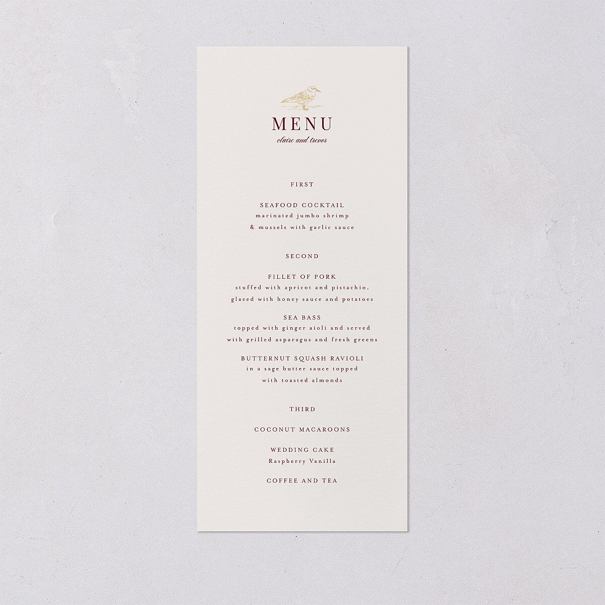 Elegant Lighthouse Foil Menus Gold Maroon Signature