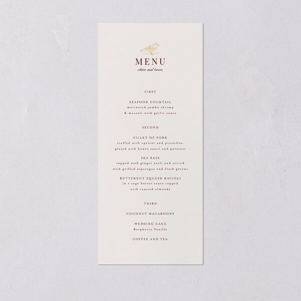 Elegant Lighthouse Foil Menus Gold Maroon Signature